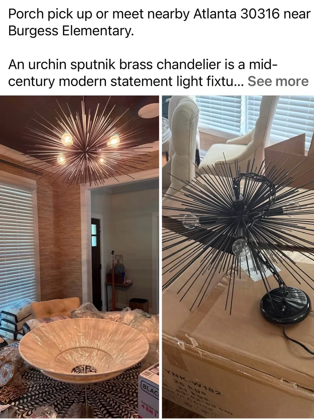 Modern Black Sputnik Chandelier - Home Accents
